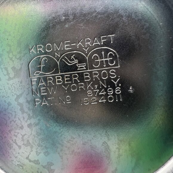 Krome-Kraft Farber Brothers Vintage Vase Amethyst Glass And Chrome Tulip  3” - Picture 7 of 11